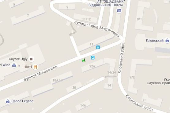 Схема рекламной плоскости по адресу Мечникова вул., 22-А (поруч  магазини "Поляна", "Good Vine") (№5 в напр. вул.Інститутської)