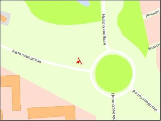 Схема рекламної площини за адресою вул.Автозаводська - вул.Новокузнецька, обличчям від кола, ліва площина