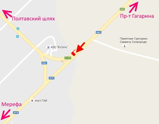 Схема рекламної площини за адресою Симферопольское шоссе-пос. Высокий-пост ГАИ-флажок №3 (выезд из города)