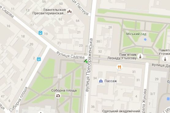 Схема рекламної площини за адресою Преображенська вул. - Садова вул.