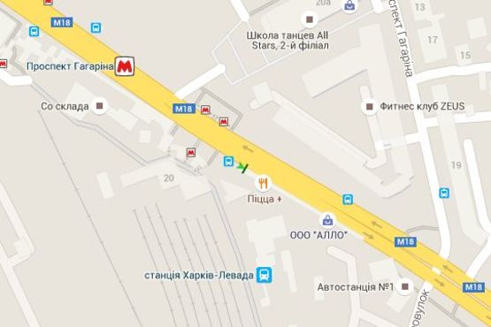 Схема рекламной плоскости по адресу Вернадського вул. - Гагаріна просп., 20 (№1) (з центру)