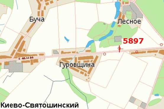 Схема рекламной плоскости по адресу Київ - Житомир, 17км+050м від Києва (справа в напр. м.Житомира)