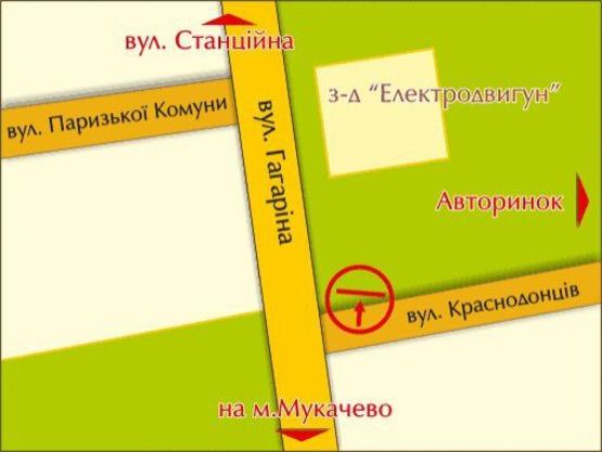 Схема рекламной плоскости по адресу м. Ужгород,  вул. Гагаріна – Краснодонців