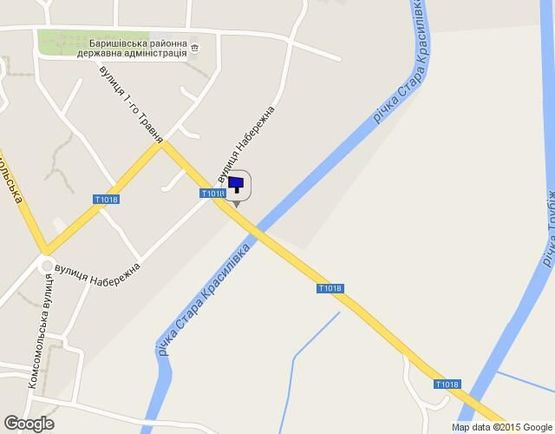 Схема рекламной плоскости по адресу вул. 1 Травня (в`їзд со сторони м. Березань)