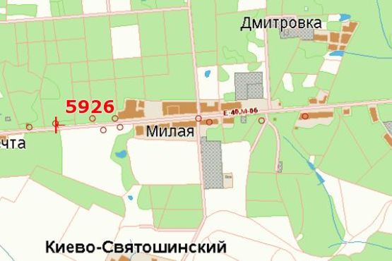 Схема рекламной плоскости по адресу Київ - Житомир, 13км+600м до Києва (зліва в  напр. м. Житомир)