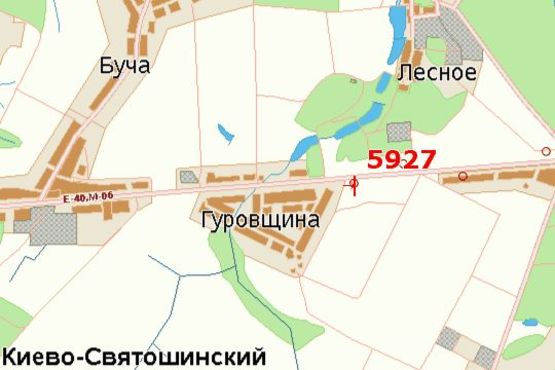 Схема рекламної площини за адресою Київ - Житомир, 17км+300м до Києва (справа в напр. м.Київ с.Гуровщина)