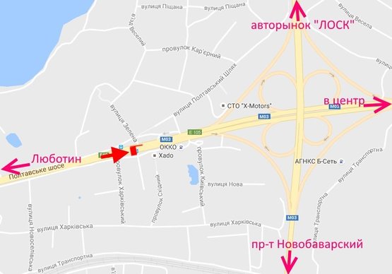 Схема рекламної площини за адресою Полтавский шлях- пост ГАИ-флажок№1,в центр