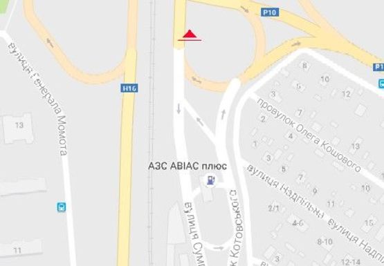 Схема рекламной плоскости по адресу Лесная просека ул. - Золотоношское шоссе