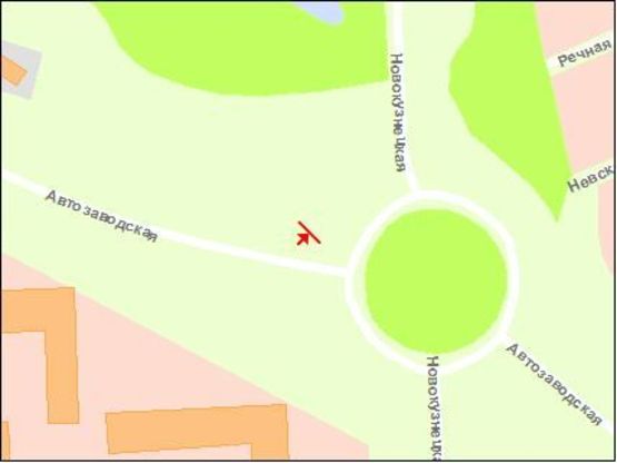 Схема рекламной плоскости по адресу вул.Автозаводська - вул.Новокузнецька, обличчям від кола, права площина