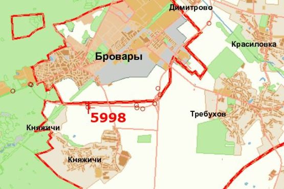 Схема рекламной плоскости по адресу Київ - Чернігів, 10 км + 700 м (зліва в  напр.г.Київ 3км. до Броварів)