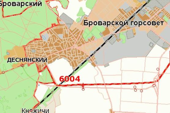 Схема рекламной плоскости по адресу Київ - Чернігів, 10 км + 710 м (зліва в  напр. м. Чернигов;  3км від Броварів)