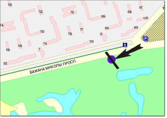 Схема рекламної площини за адресою пр.Бажана,ст.м. Вырлыця  въезд в город (ближняя от дороги)