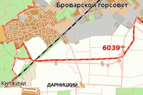 Схема рекламной плоскости по адресу Київ - Чернігів, 15 км + 310 м (зліва в  напр. м.Чернигова)