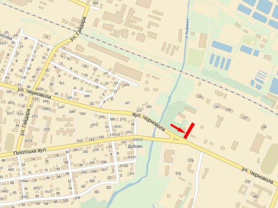 Схема рекламної площини за адресою Черновола ул. - ул. Пилотская