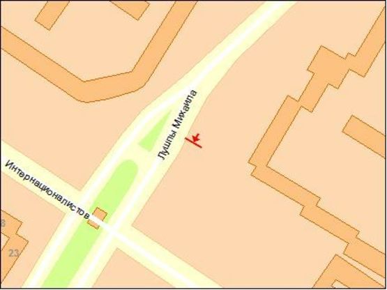 Схема рекламної площини за адресою п-т Лушпы - ул.Интернационалистов