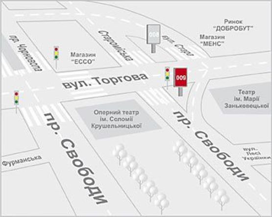 Схема рекламної площини за адресою Торгова вул. - Свободи пр-т