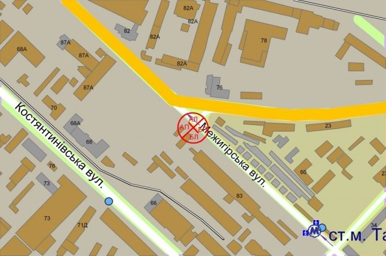 Схема рекламной плоскости по адресу Межигорская/Наб.-Луговая( "Київмлин")