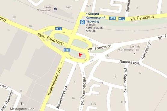 Схема рекламної площини за адресою Толстого вул. - Кам`янецька вул. - Григорія Сковороди вул. (от Дубово)