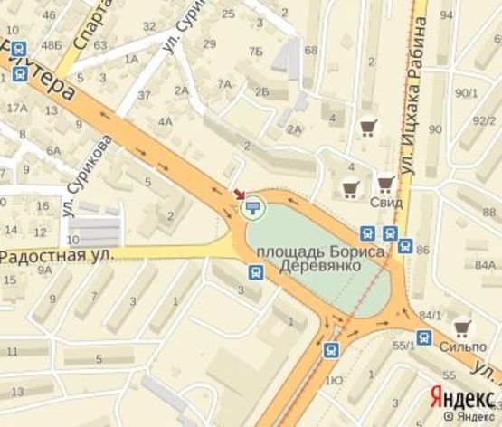 Схема рекламної площини за адресою Деревянко пл. - Рихтера ул. (правый)