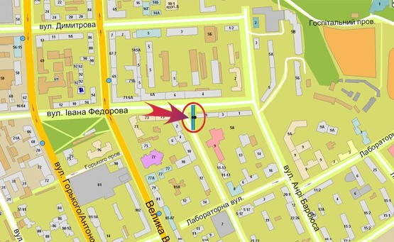 Схема рекламной плоскости по адресу Предславинская-ин.яз/Федорова (А5) СКРОЛЛЕР