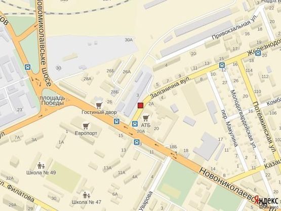 Схема рекламной плоскости по адресу Ул.Железнодорожная