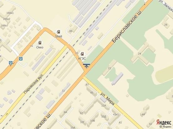 Схема рекламной плоскости по адресу Ж.переезд с Бериславского ш.на ул.Паровозная