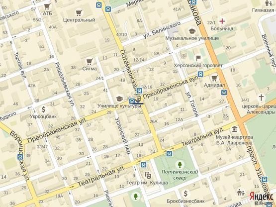 Схема рекламної площини за адресою Перекресток ул.Потемкинской и ул.Преображенской (Декабристов)