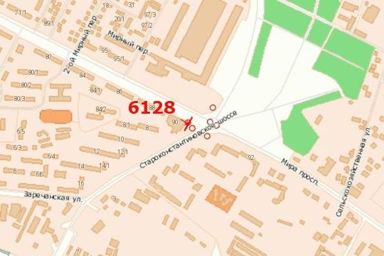 Схема рекламной плоскости по адресу Миру просп. - Старокостянтинівське шосе