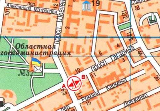 Схема рекламної площини за адресою Гагарина пр., 13 B