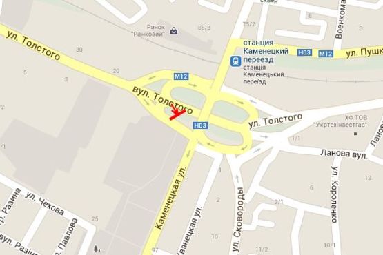 Схема рекламної площини за адресою Толстого вул. - Кам`янецька вул.