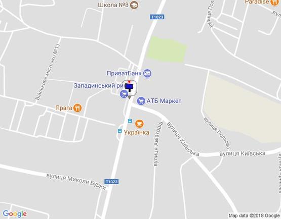 Схема рекламной плоскости по адресу вул. Декабристів, навпроти 182, Западинський ринок, навпроти АТБ Маркет