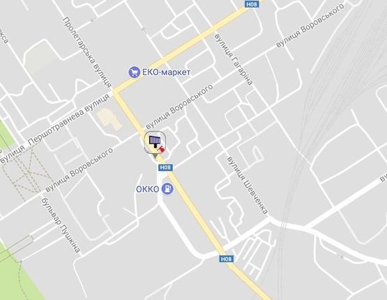 Схема рекламной плоскости по адресу ул. Небесной Сотни(ул.Пролетарская) 1а, район перекр. с ул. Николаевской (ул.Артёма), возле супермаркетов «Billa», «АТБ», «Эльдорадо», «ЭКОмаркет» и Центрального рынка