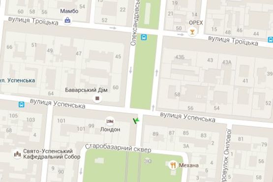 Схема рекламной плоскости по адресу Успенська вул., 91 - Олександрівський просп.