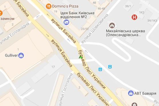 Схема рекламної площини за адресою Басейна вул., на розподільнику №3 (БЦ "Gulliver") ((№3)в напр. на вул Хрещатик)