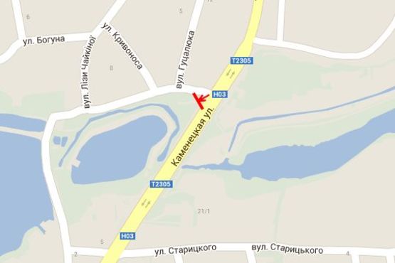 Схема рекламної площини за адресою Кам`янецька вул., (оз. Веселка)