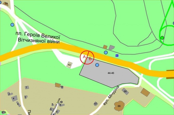 Схема рекламної площини за адресою Дружбы Народов бульвар (площадь ГВОВ) за АЗС "АNP" (остановка)