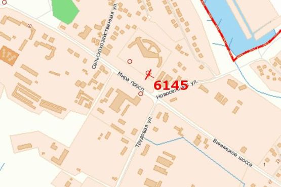 Схема рекламної площини за адресою Вінницьке шосе - Миру просп. - Трудова вул. (от Лезнево)