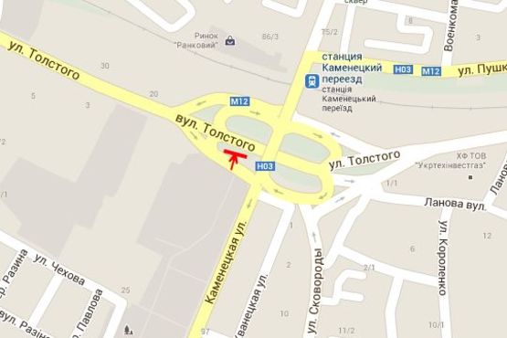 Схема рекламной плоскости по адресу Толстого вул. - Кам`янецька вул.