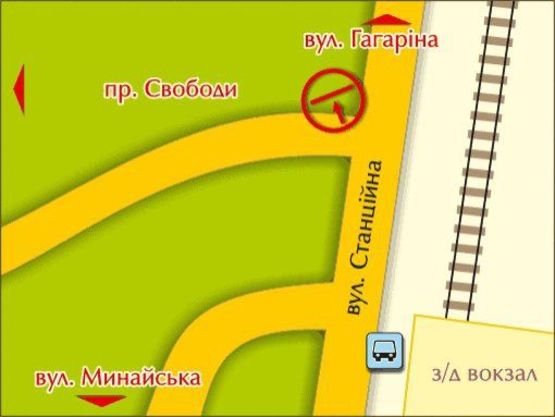 Схема рекламной плоскости по адресу м. Ужгород, вул. Станційна (Залізничний вокзал)