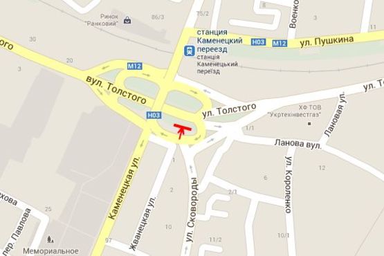 Схема рекламної площини за адресою Толстого вул. - Кам`янецька вул. - Григорія Сковороди вул.