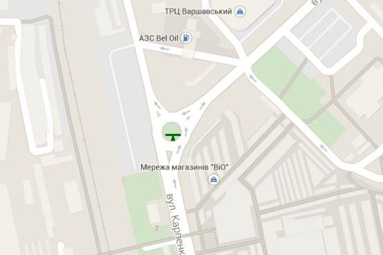 Схема рекламної площини за адресою Карпенка-Карого вул. - Конякіна вул. (от "Пассажа")