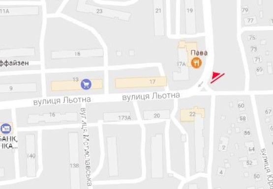 Схема рекламної площини за адресою Льотна ул., 17а