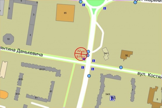 Схема рекламной плоскости по адресу Маяковского проспект / Данькевича (около"Биллы")