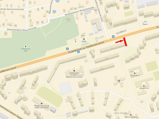 Схема рекламної площини за адресою Львовское шоссе, 47, возле вещевого рынка