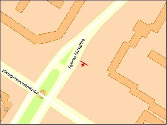 Схема рекламної площини за адресою п-т Лушпы - ул.Интернационалистов