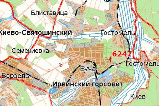 Схема рекламной плоскости по адресу Київ - Ковель, 12км+000м до Києва (в напр. Києва)