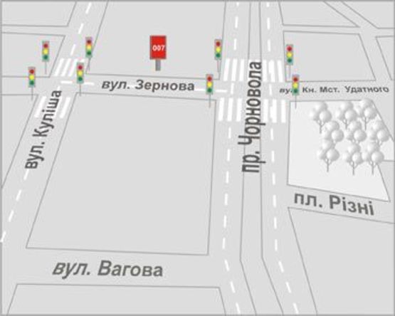 Схема рекламної площини за адресою Зернова вул., 3