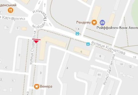 Схема рекламної площини за адресою Студенческая ул. - Курчатова ул.
