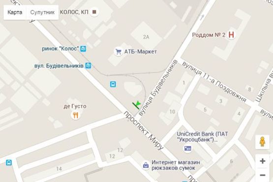 Схема рекламной плоскости по адресу Миру просп. - Будівельників вул., (№2)