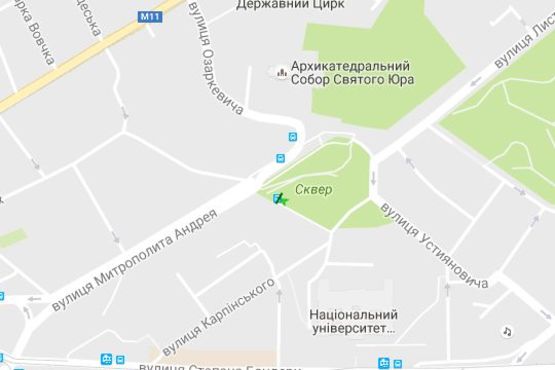 Схема рекламної площини за адресою Святого Юра пл., 1